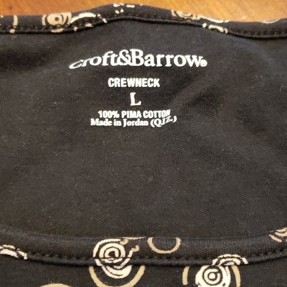 Croft & Barrow Crew Neck SS Tee Black & Tan L VGUC - Picture 2 of 8